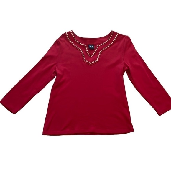 Rafaella women’s red 3/4 sleeve top Size Medium - Picture 1 of 8